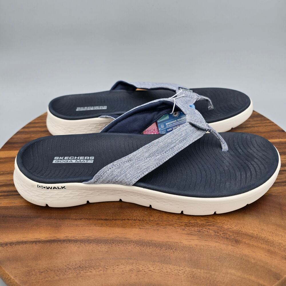 Skechers Sandals Womens 10 Navy Blue Fabric On The Go Slip On Comfort Thong